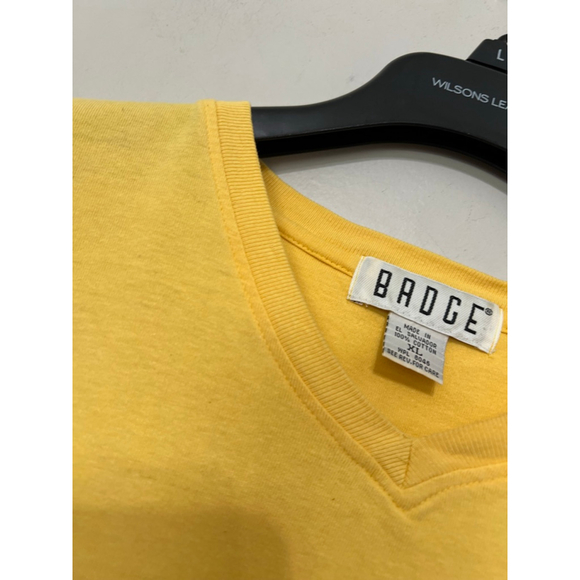 VTG Badge Shirt Mens XL Short‎ Sleeve V Neck Blue T-Shirt 100% Cotton 90s Y2K - Picture 6 of 12